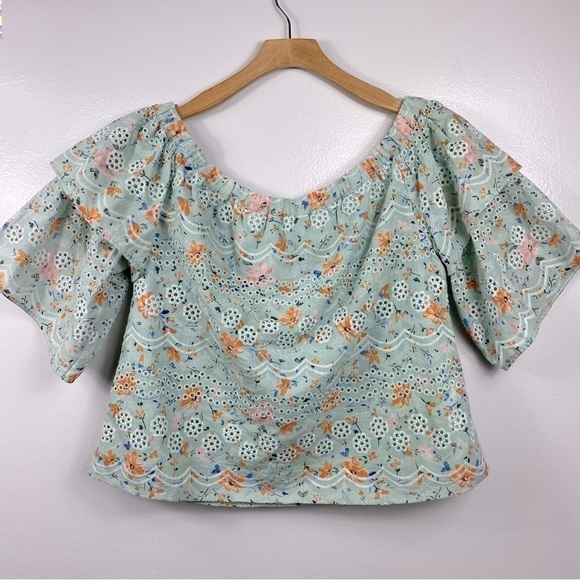 Anthropologie | LAIA Ashtabula Off-The-Shoulder cotton eyelet Blouse - Picture 6 of 9